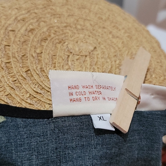 SERENDIPITY FLORAL MINI SKIRT BLACK TROPICAL PRINT BUTTON DOWN RAYON DRESS XL - Picture 9 of 10